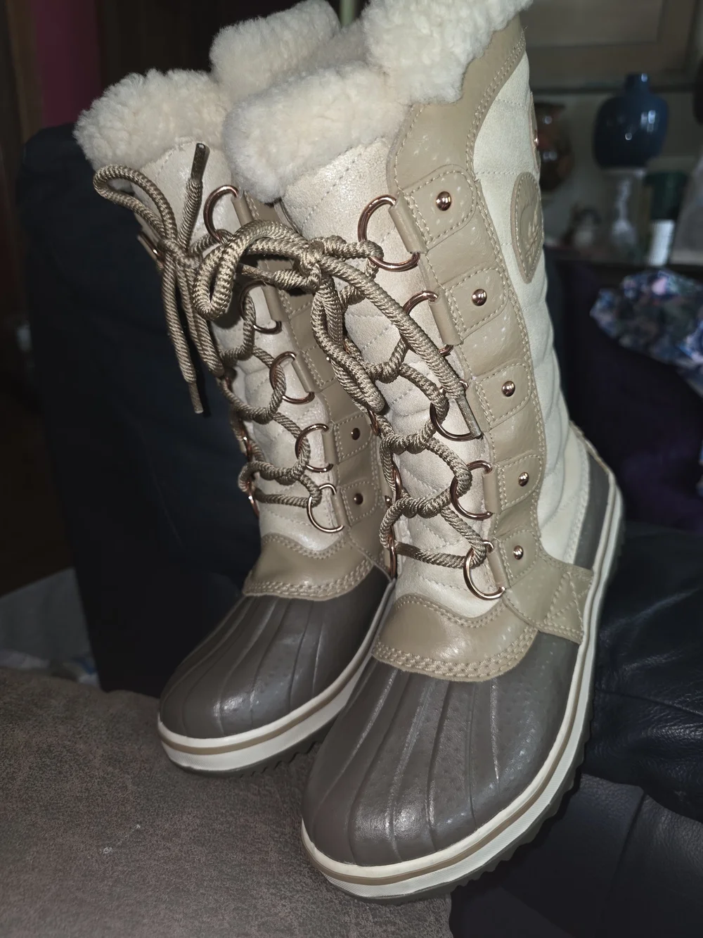 Sorel Women's Beige & Brown Waterproof Winter Lace-Up Boots